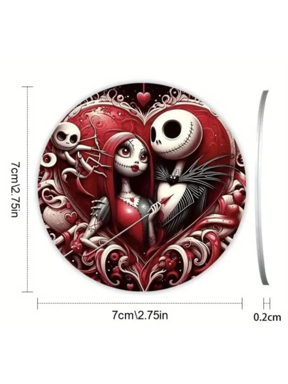 Jack & Sally Love Car Coasters The Nightmare Before Christmas Inspired 2 Pc